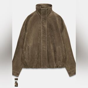 Zara 100% Suede Volume Jacket Light Khaki 4341/877/506 NEW
